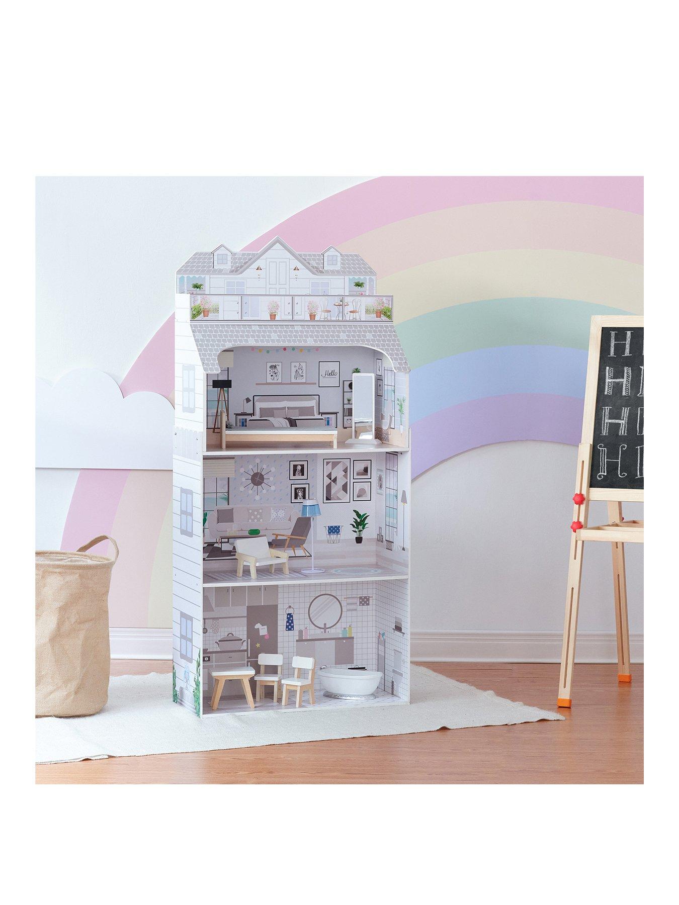 Teamson Kids Olivia's Little World 3-Floor Deluxe Dollhouse with Accessories (Grey)