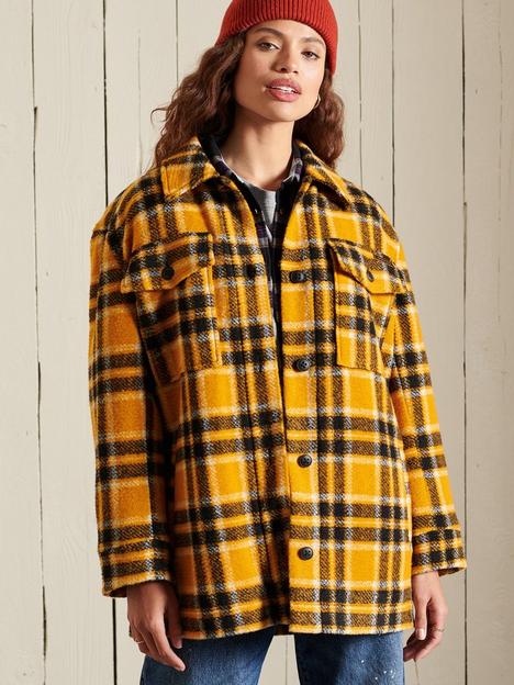 superdry-check-shacket-yellow