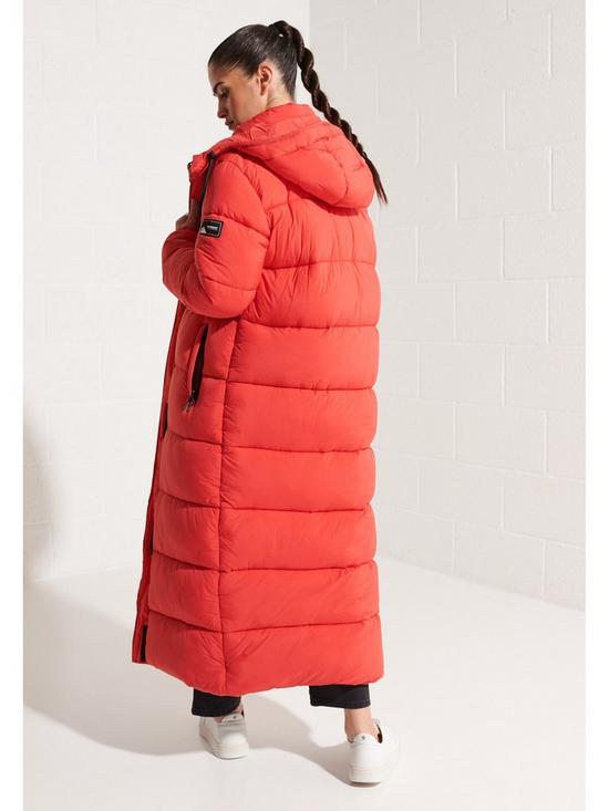 stillFront image of superdry-longline-padded-coat-red