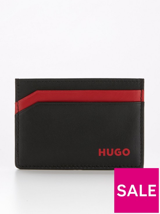 front image of hugo-subway-leather-credit-card-holder-black