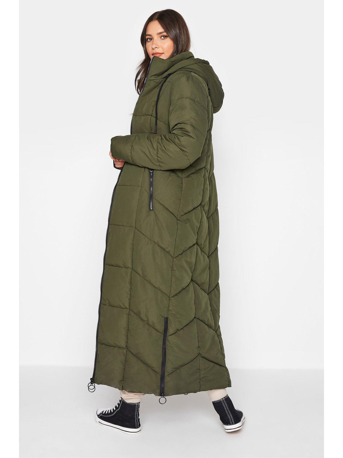 Women Longline Padded Coat - Khaki