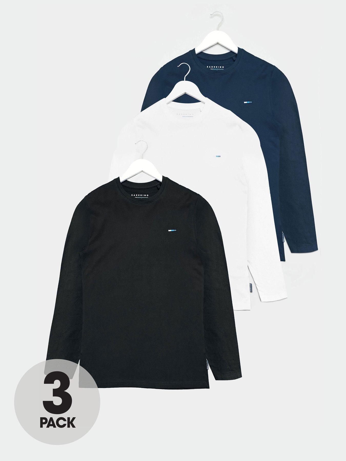 BadRhino 3 Pack Long Sleeve T-Shirt, Multi, Size 5-6Xl, Men