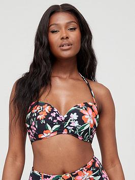 v by very shape enhancing underwired bikini top - floral print
