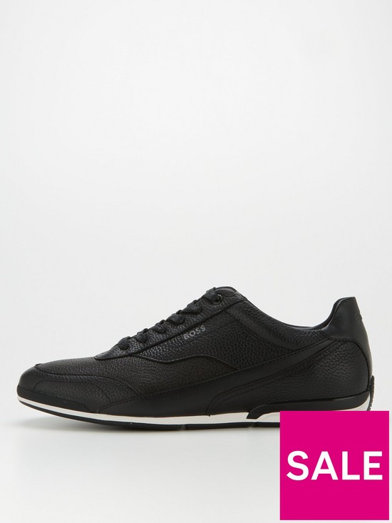 front image of boss-saturn-leather-trainers-black