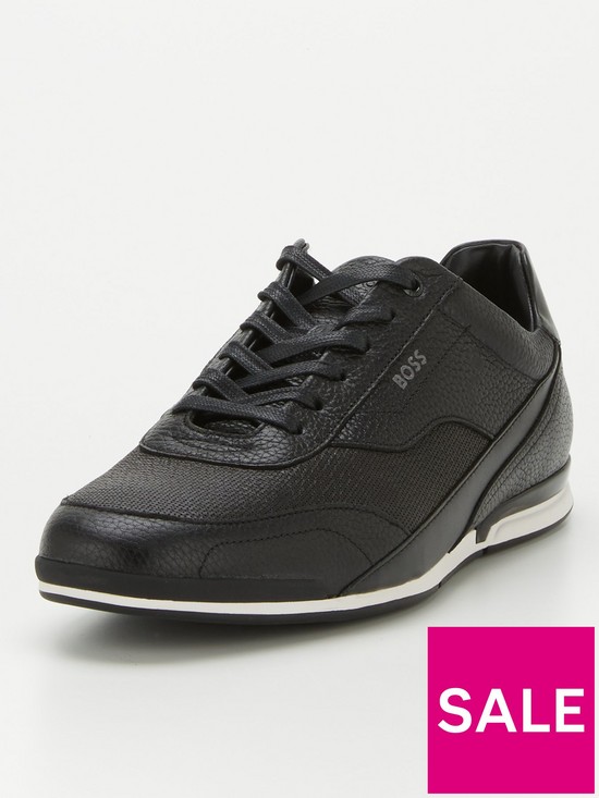 stillFront image of boss-saturn-leather-trainers-black