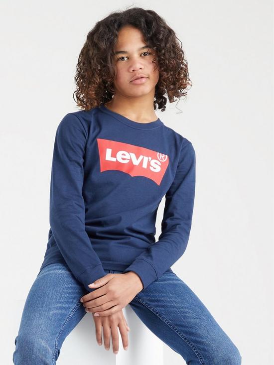 stillFront image of levis-baby-boys-batwing-long-sleeve-t-shirt-navy