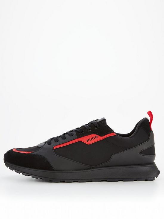 front image of hugo-icelin-mix-fabric-runner-trainers-blacknbsp
