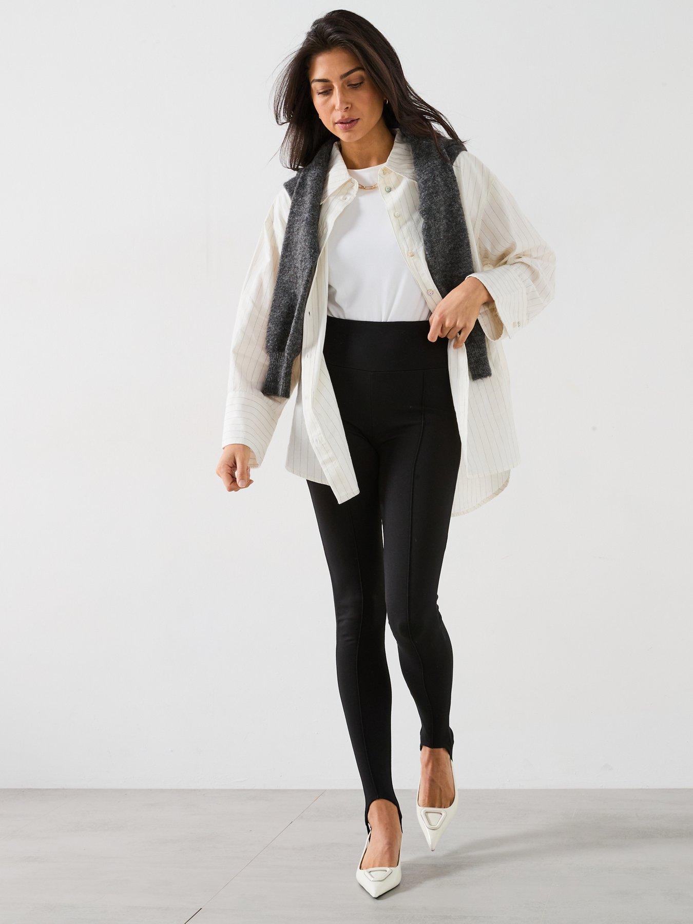 Image 3 of 6 of V by Very Seam Detail High Waist Stirrup Legging - Black&nbsp;