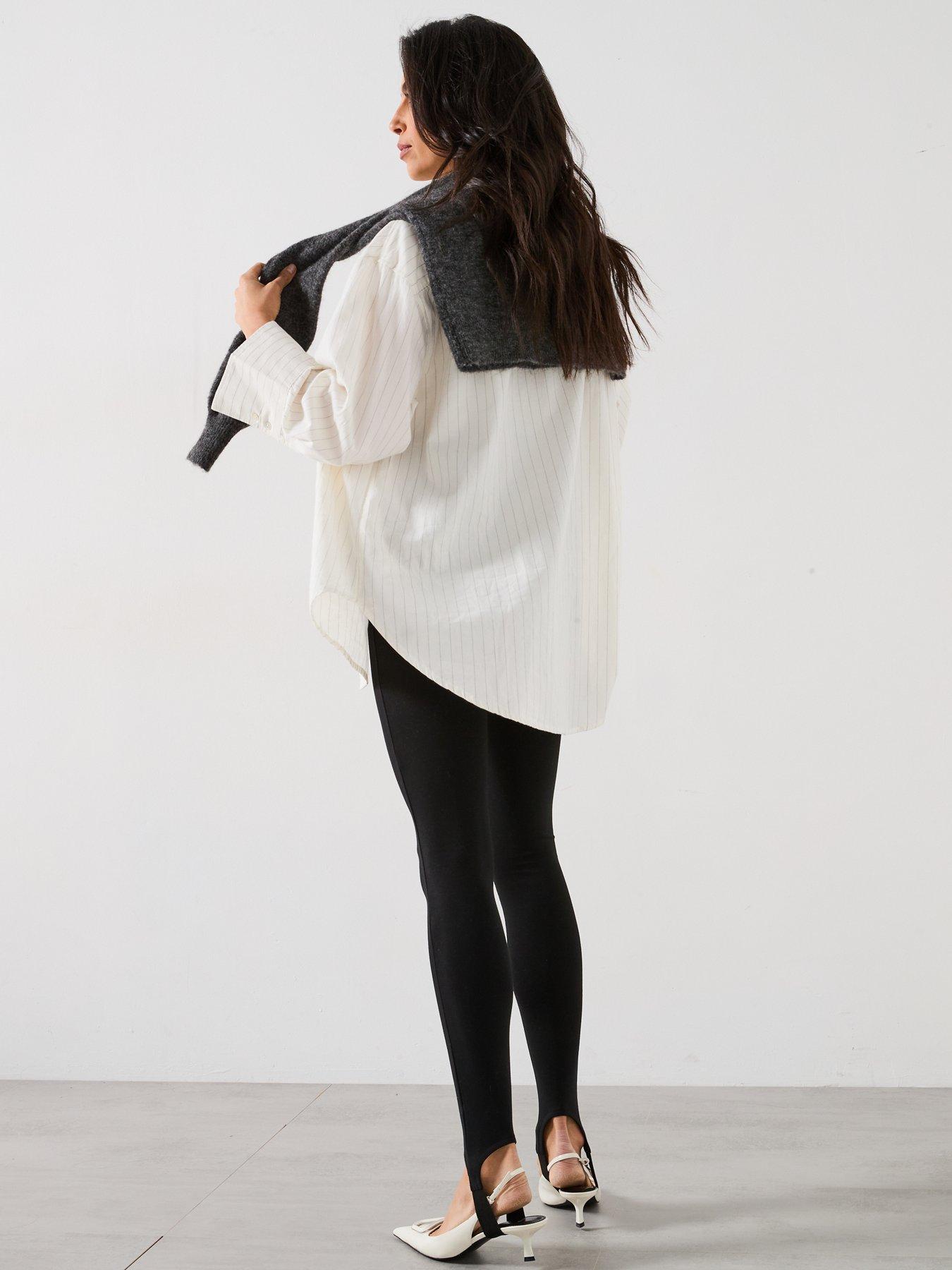Image 4 of 6 of V by Very Seam Detail High Waist Stirrup Legging - Black&nbsp;