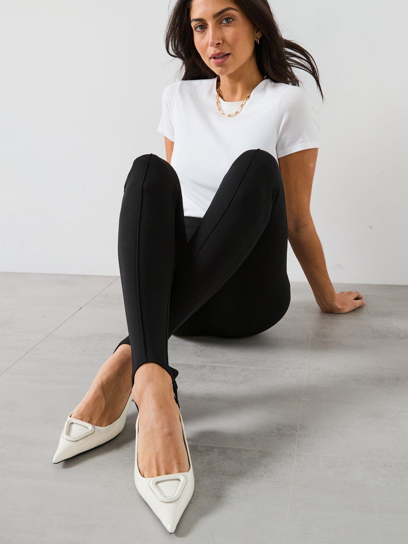 Image 6 of 6 of V by Very Seam Detail High Waist Stirrup Legging - Black&nbsp;