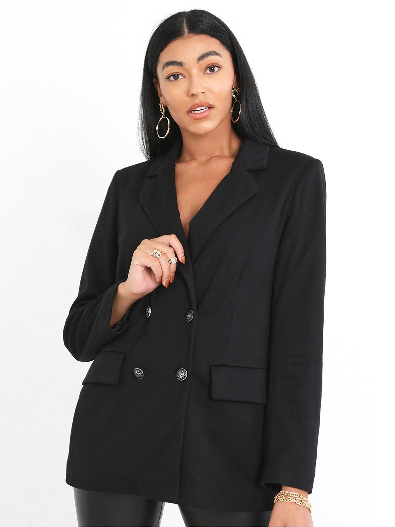  Jersey Double Breasted Blazer - Black