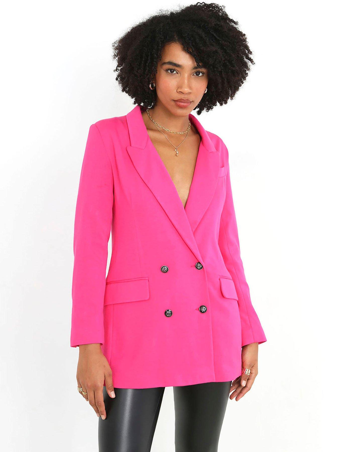 Workwear Jersey Double Breasted Blazer - Pink