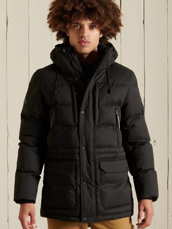 front image of superdry-microfibre-expedition-parka-coat-black
