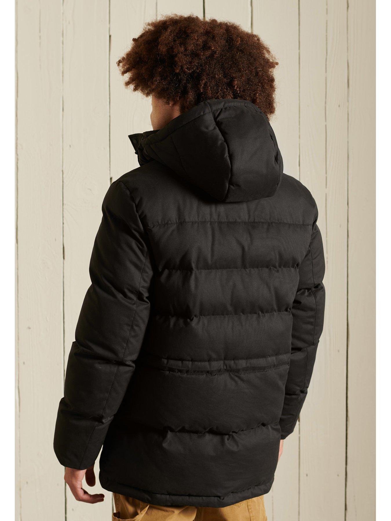 Superdry Microfibre Expedition Parka Coat - Black | very.co.uk