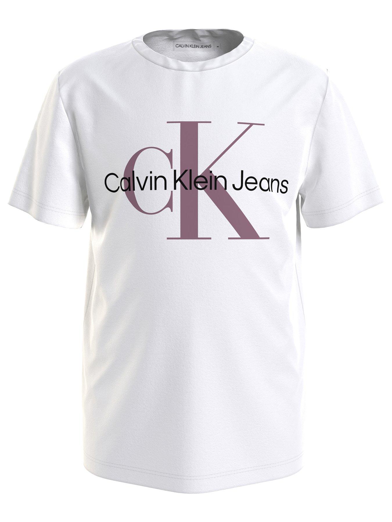 Kids Girls Monogram Logo T-shirt - White/pink