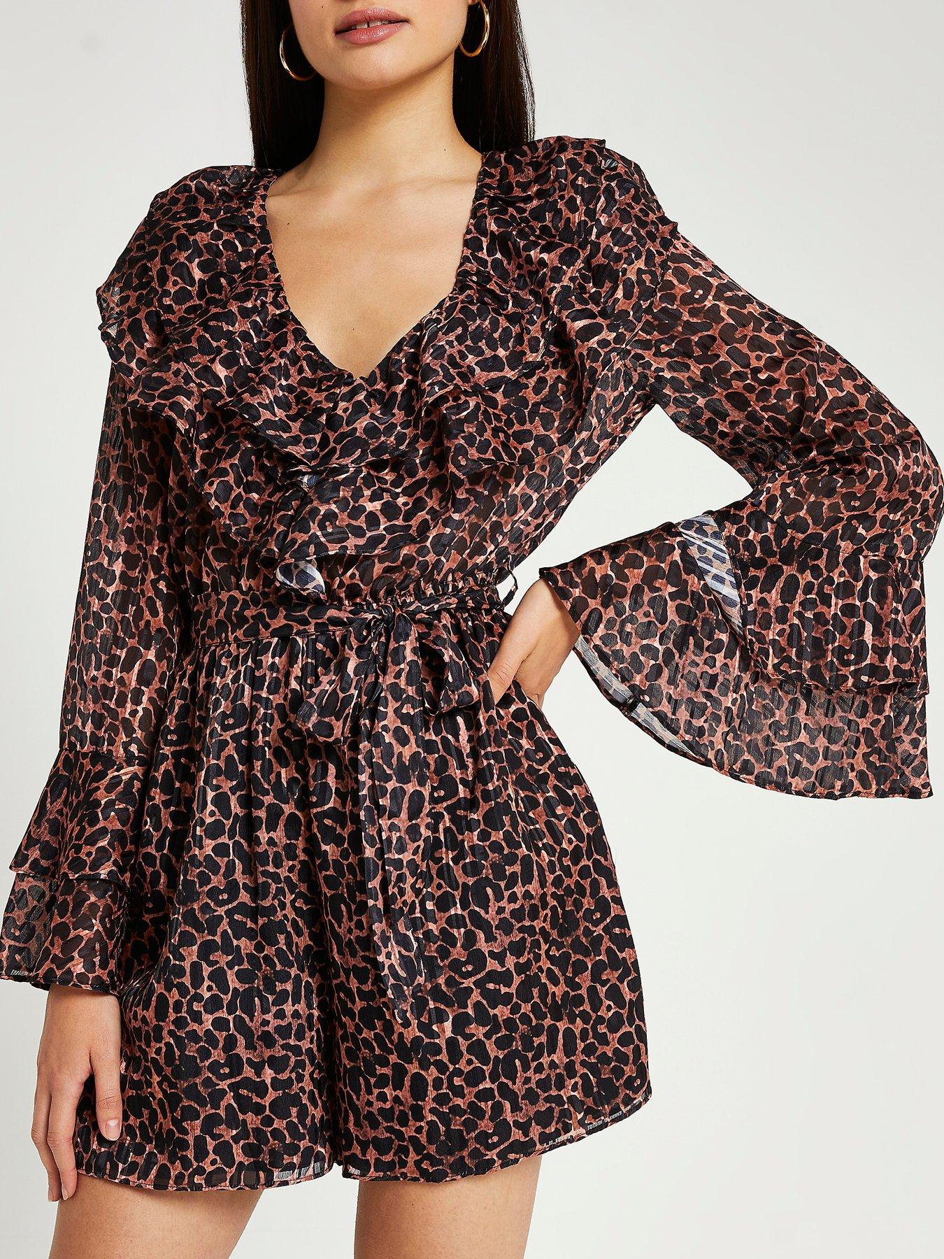 river island animal print playsuit