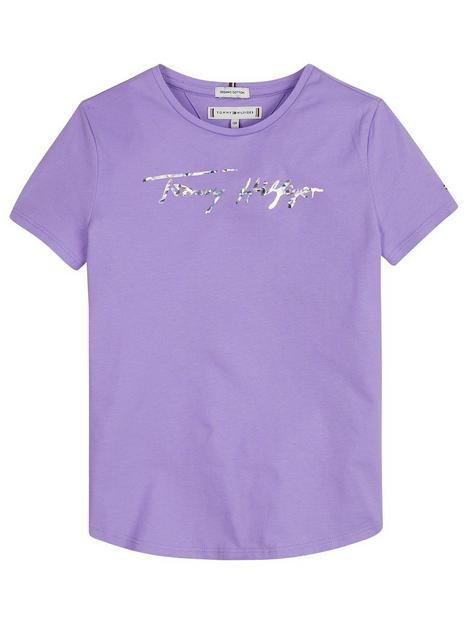 tommy-hilfiger-girls-metallic-script-print-t-shirt-violet