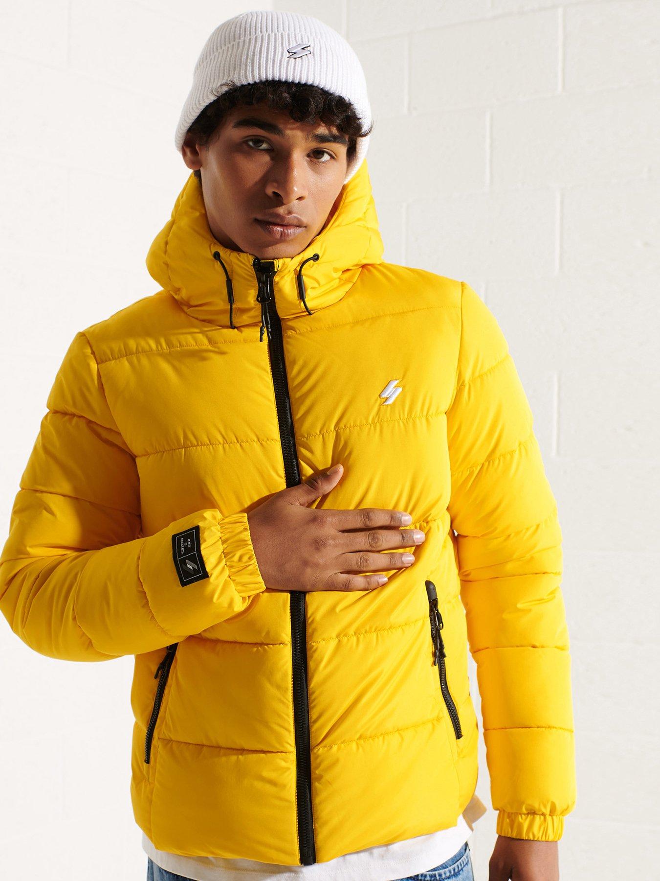 Men Code Hooded Sports Padded Jacket - Yellow