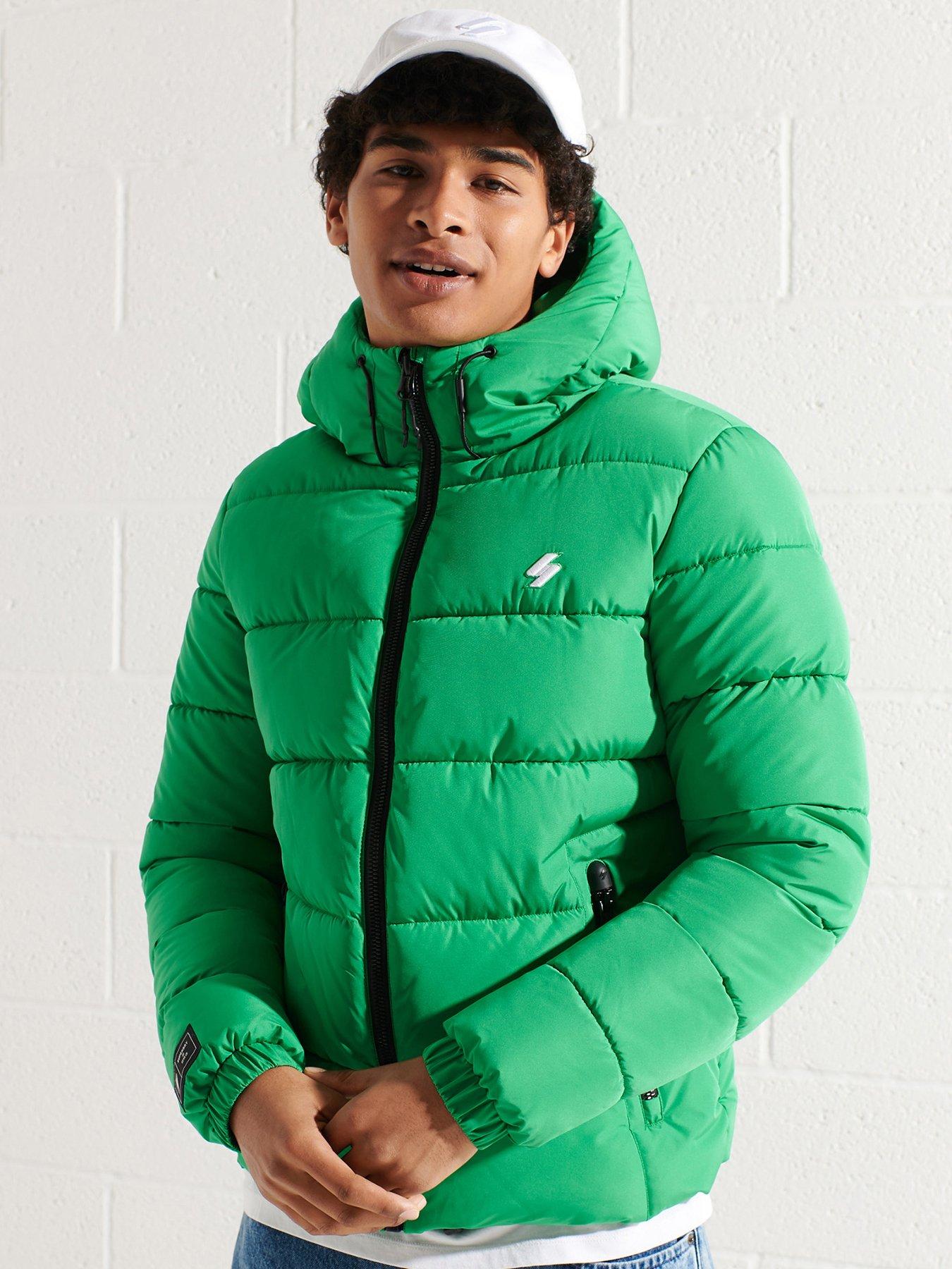 Superdry Hooded Sports Padded Jacket - Green | very.co.uk
