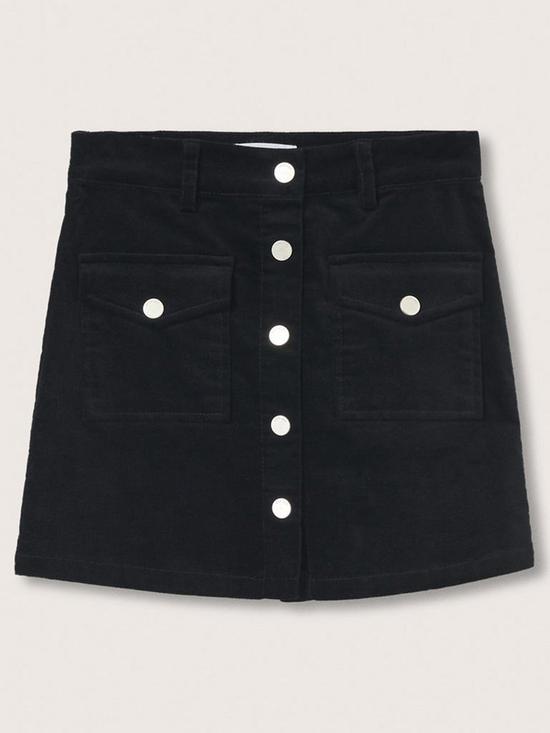 front image of mango-girls-button-mini-skirt-black