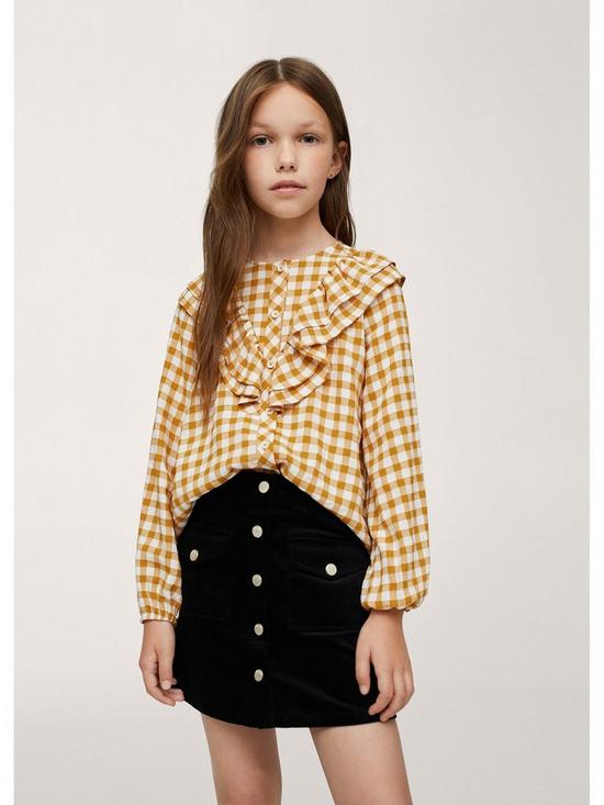 stillFront image of mango-girls-button-mini-skirt-black