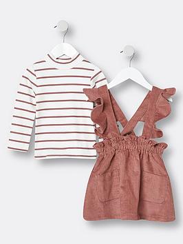 river-island-mini-mini-girls-cord-pinny-dress-and-tshirt-set-pink