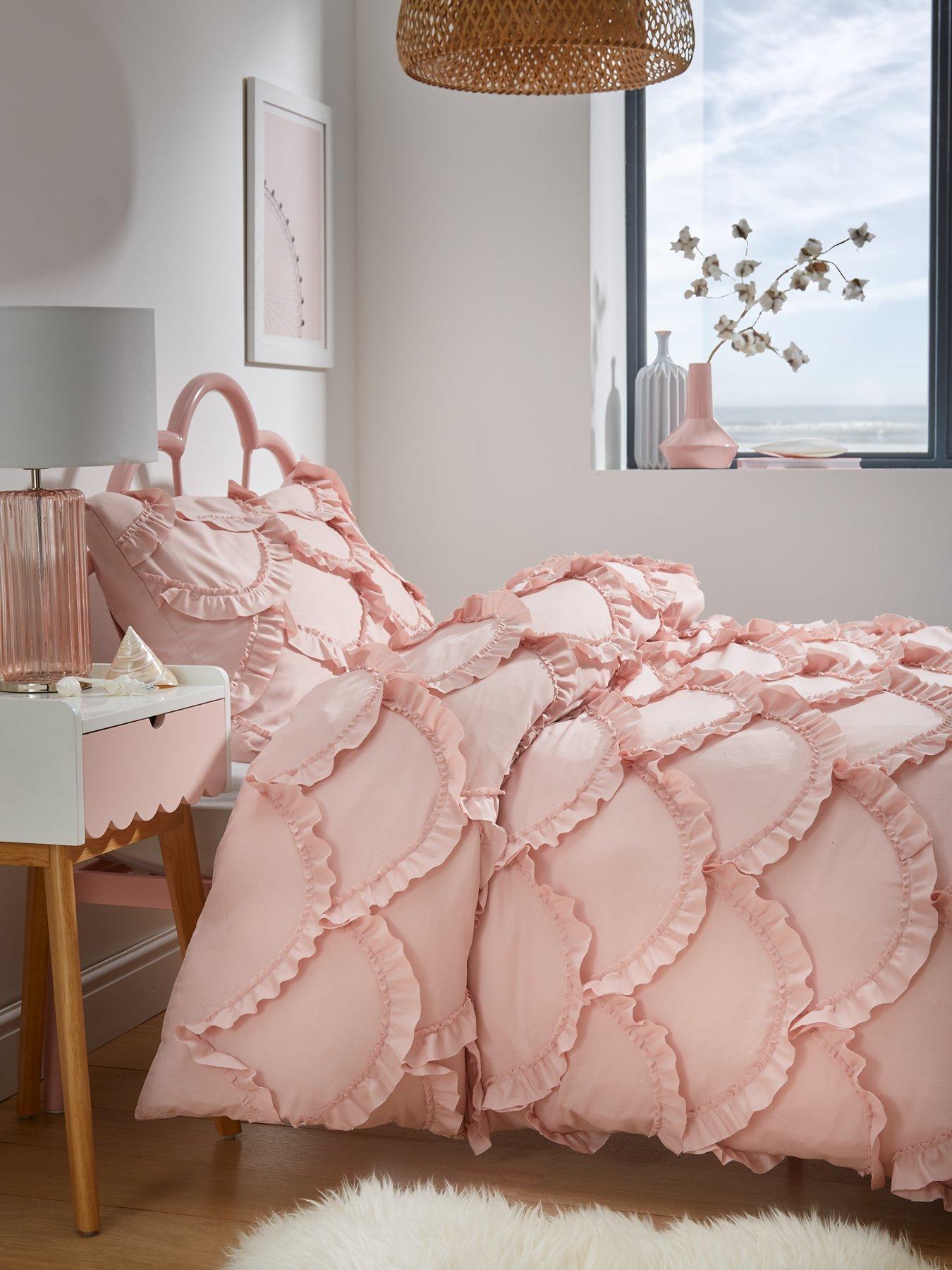 undefined Scallop Edge Single Duvet Cover Set - Blush