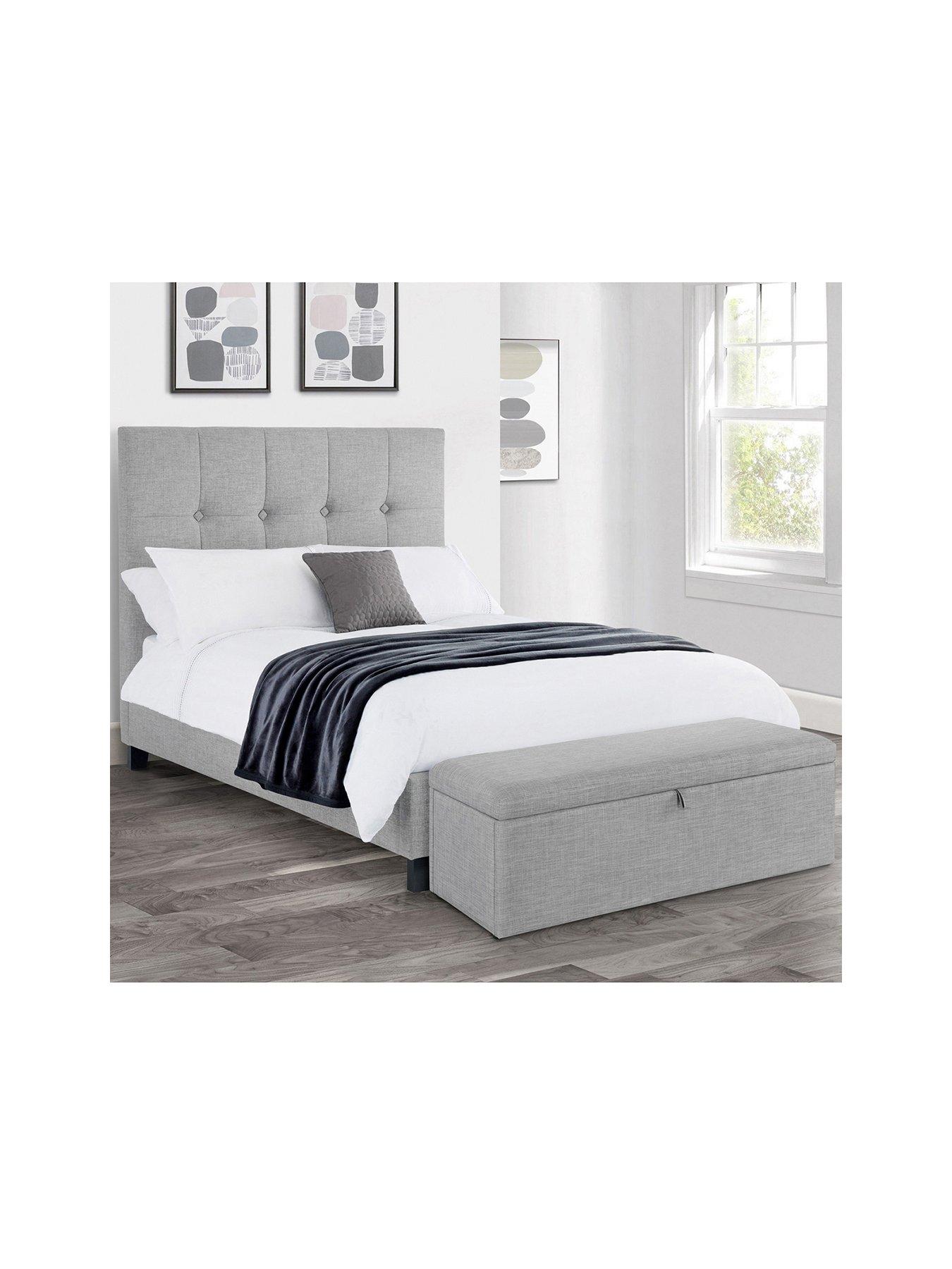 Grey large deals headboard bed