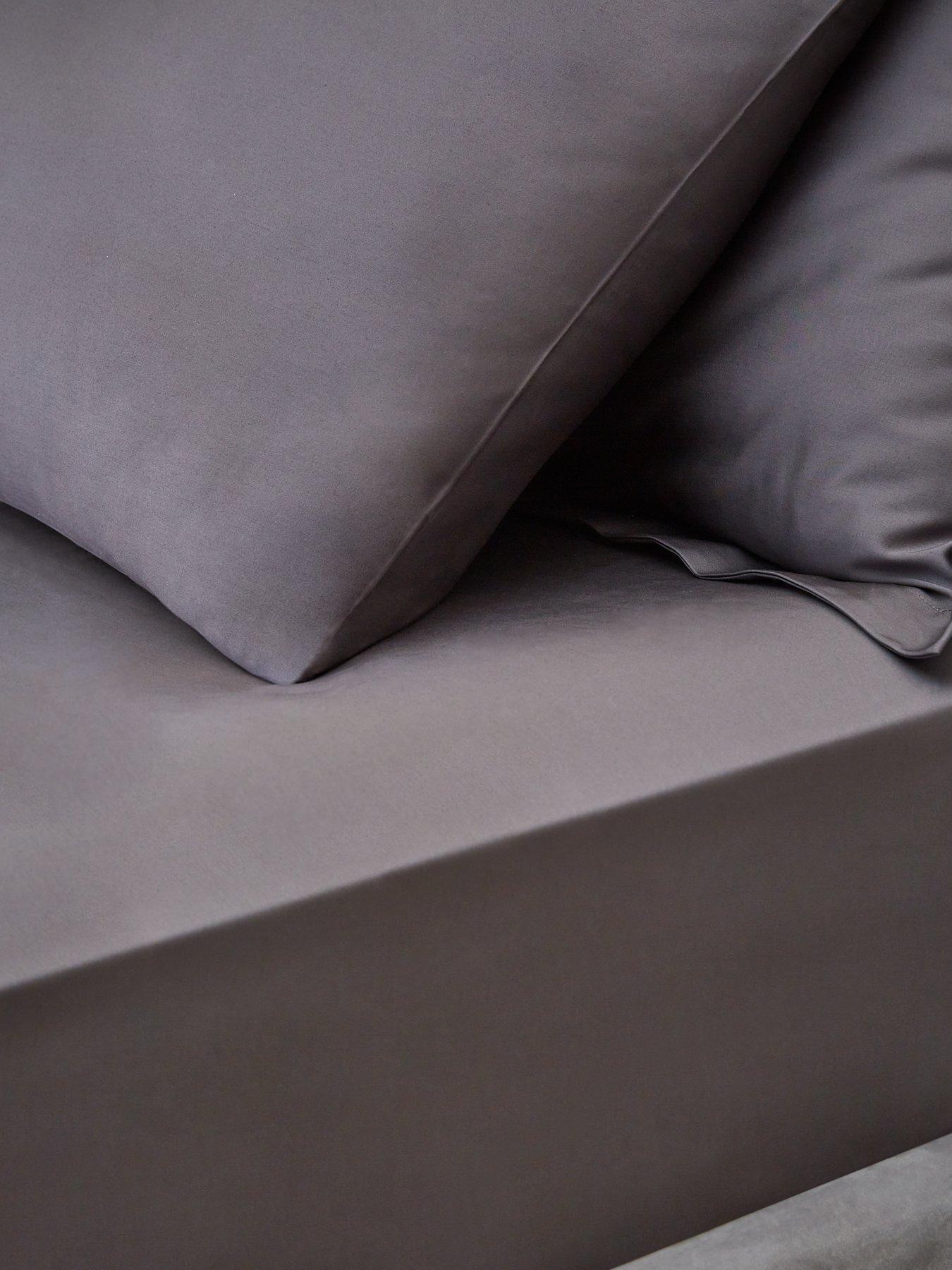 Product photograph of Hotel Collection Luxury 400 Thread Count Plain Soft Touch Sateen Extra Deep 32 Cm Fitted Sheet - Charcoal from very.co.uk