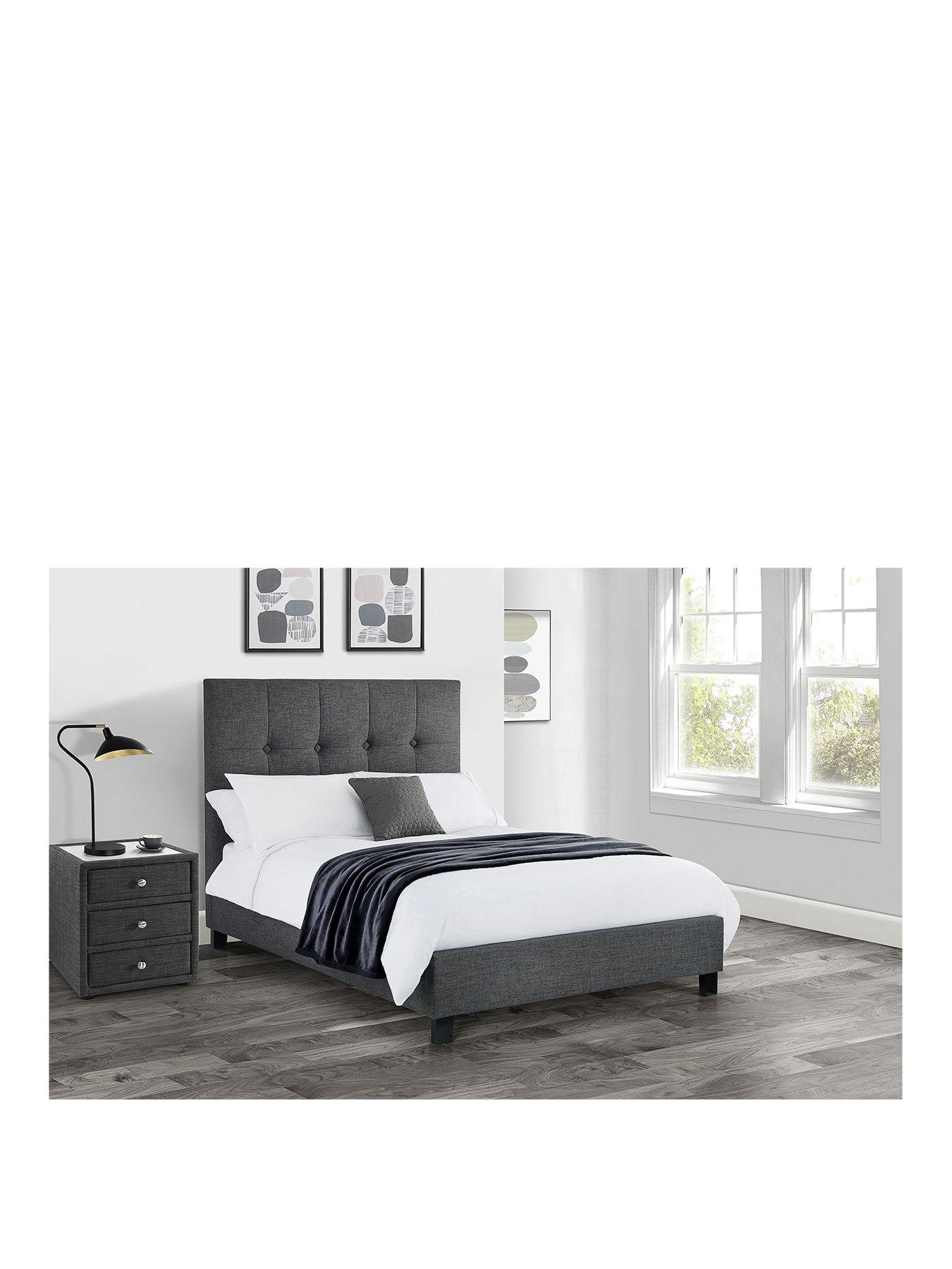 undefined Sorrento High Headboard Bed - Slate Linen