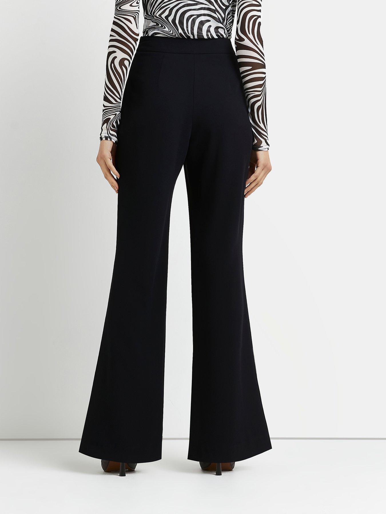 River Island Soft Crepe Flare Trouser - Black | very.co.uk