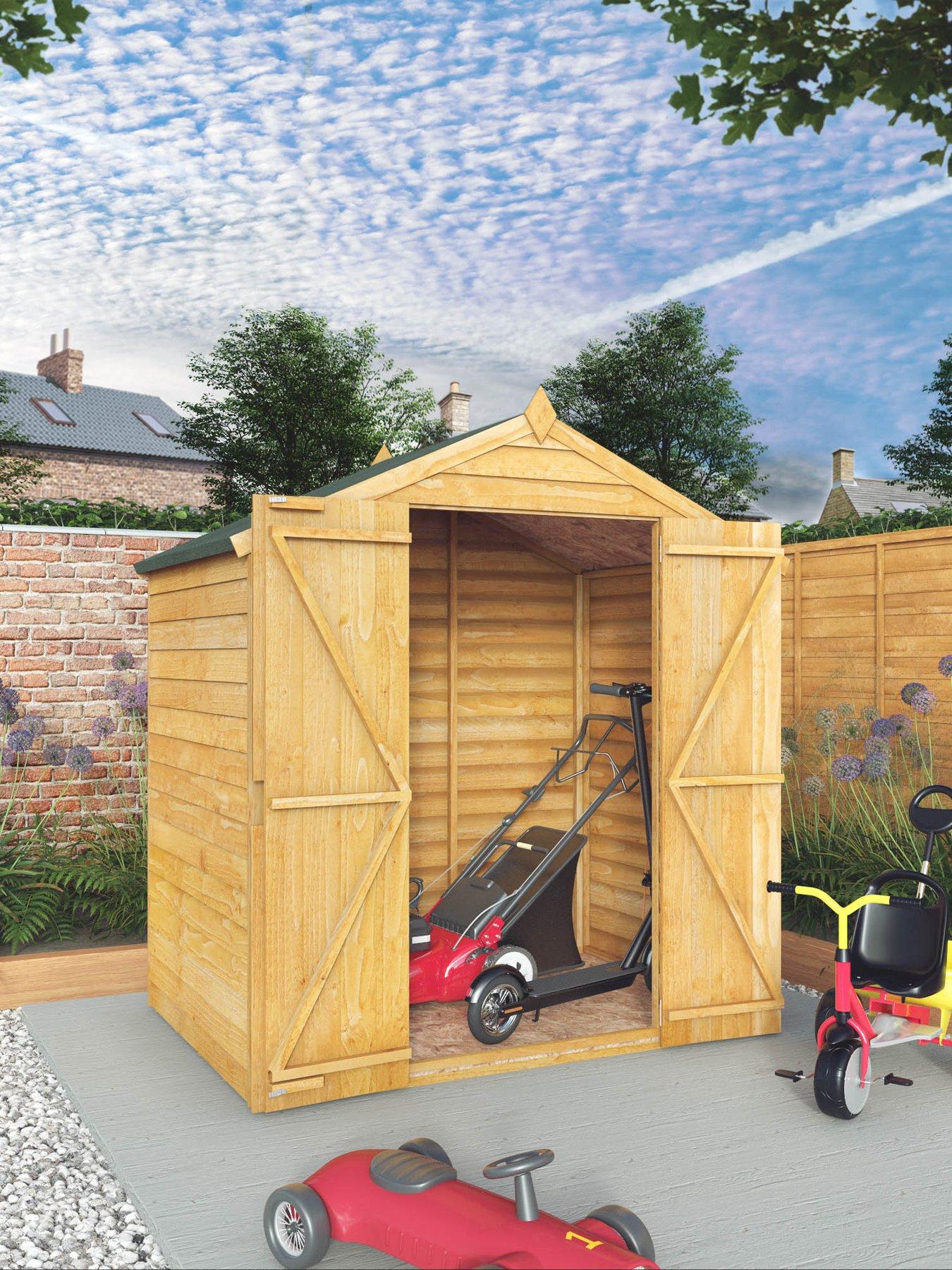 Product photograph of Mercia 4 X 6 Ft Overlap Apex Windowless Shed With Double Doors from very.co.uk