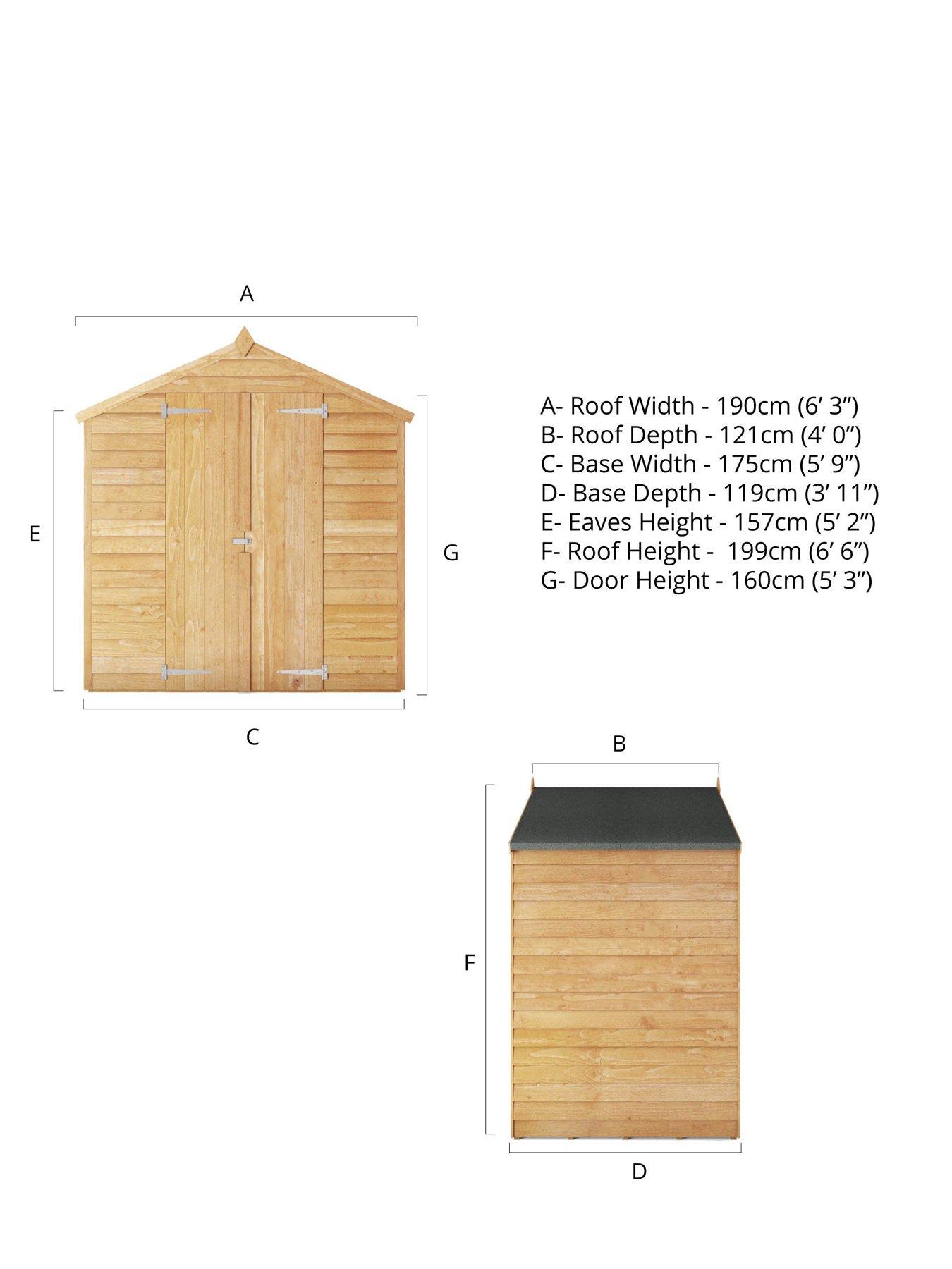 Image 5 of 6 of MERCIA 4 x 6 ft Overlap Apex Windowless Shed with Double Doors - FSC Certified&reg;