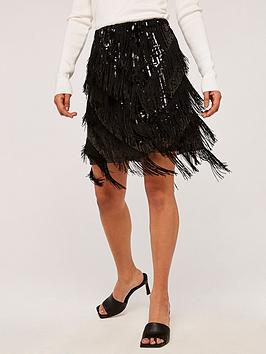 apricot-sequin-and-tassel-skirt-black