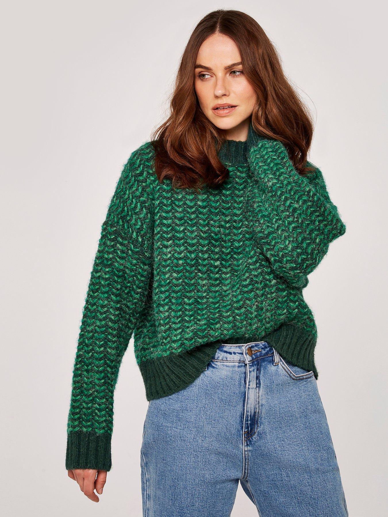 Knitwear Chevron Knit Tonal Oversized Jumper - Green