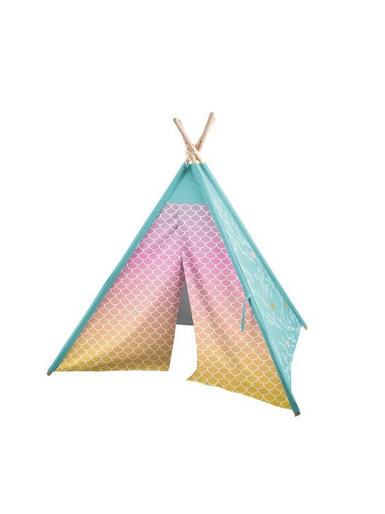 front image of rucomfy-kids-teepee-play-tent-mermaid-tail