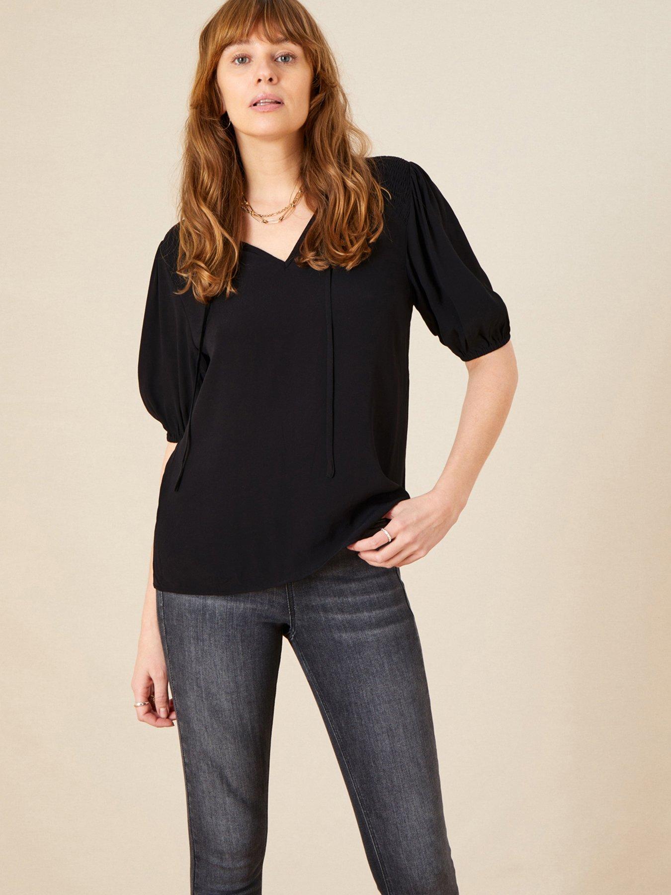  Sustainable Viscose Shirred T-shirt - Black