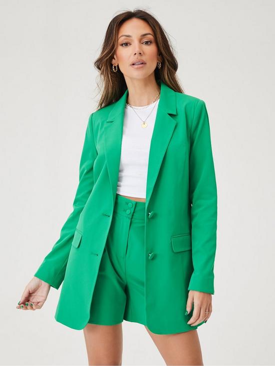 front image of michelle-keegan-single-breasted-blazer-co-ord-green