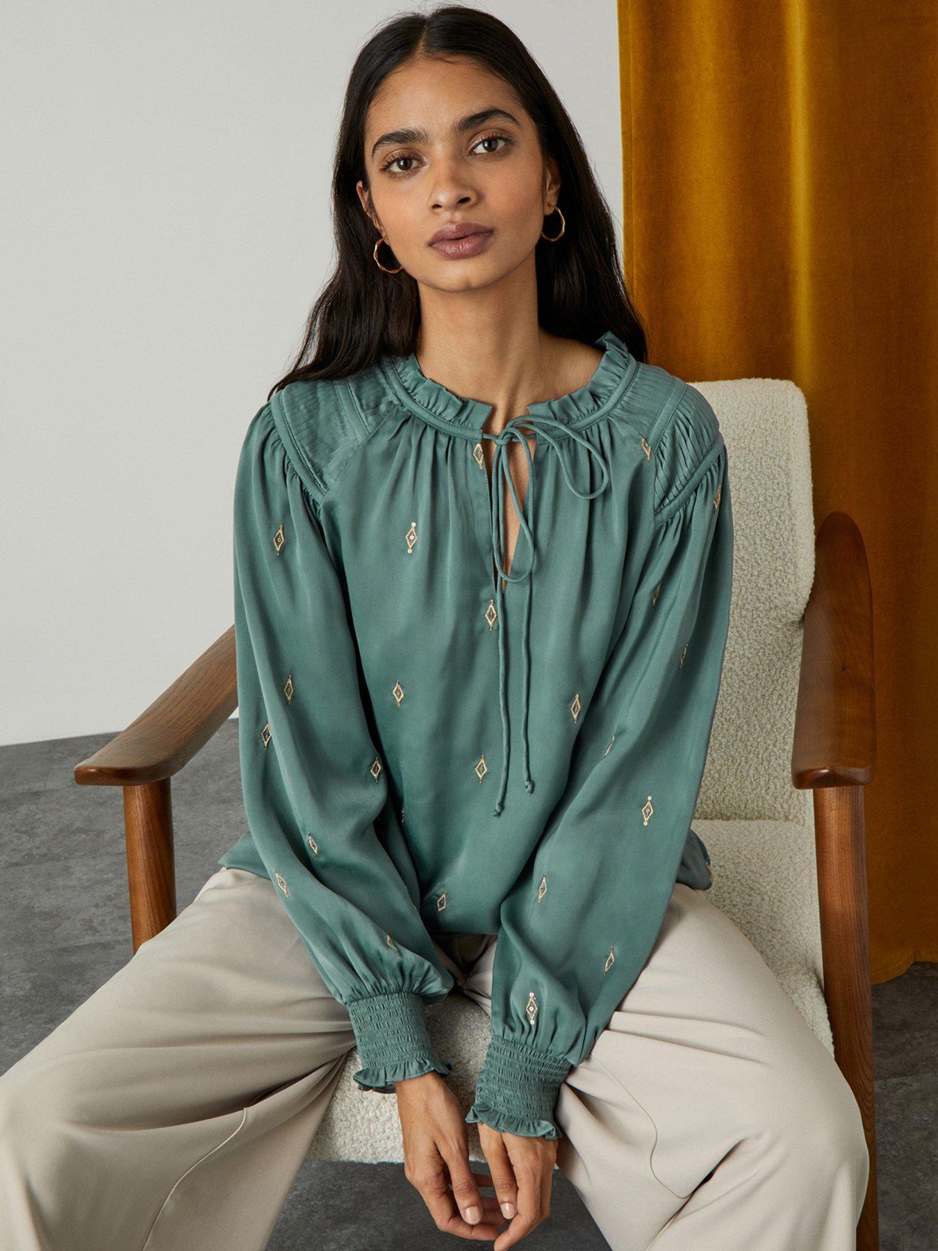 Blouses & shirts Judy Sustainable Embroidered Blouse - Sage