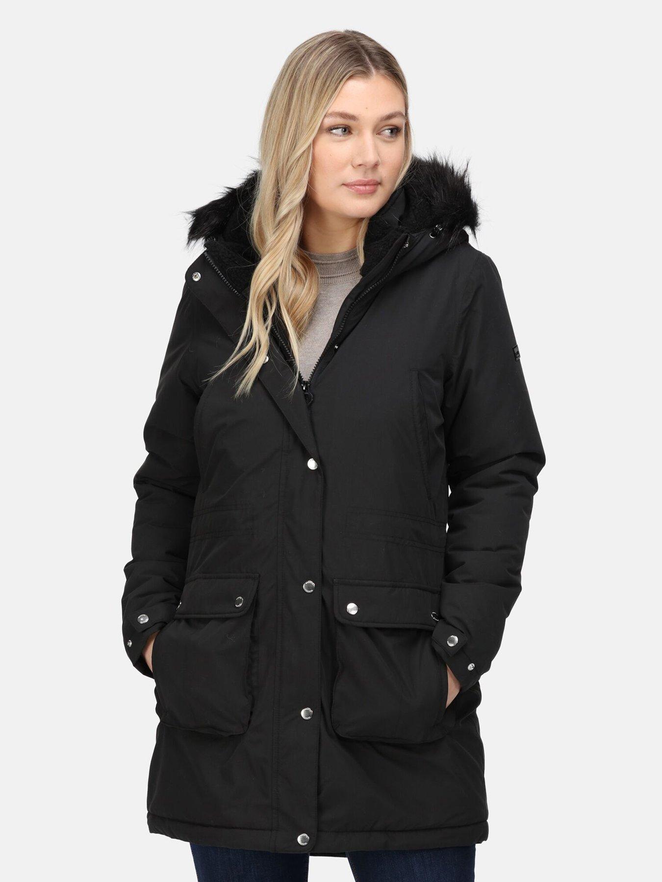 Ladies black store waterproof parka