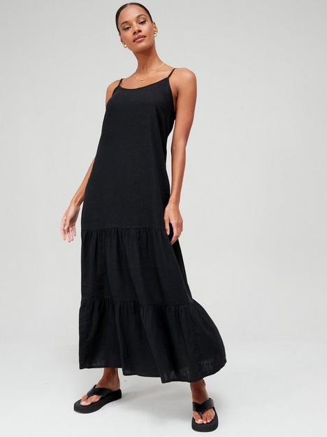 v-by-very-tiered-linen-maxi-dress-black