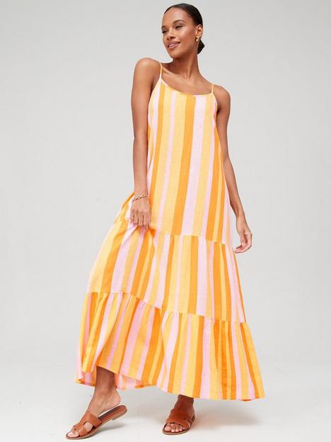 v-by-very-tiered-linen-maxi-dress-stripe