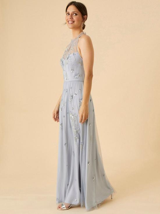 front image of monsoon-sasha-embellished-maxi-dress-in-recycled-polyester-blue