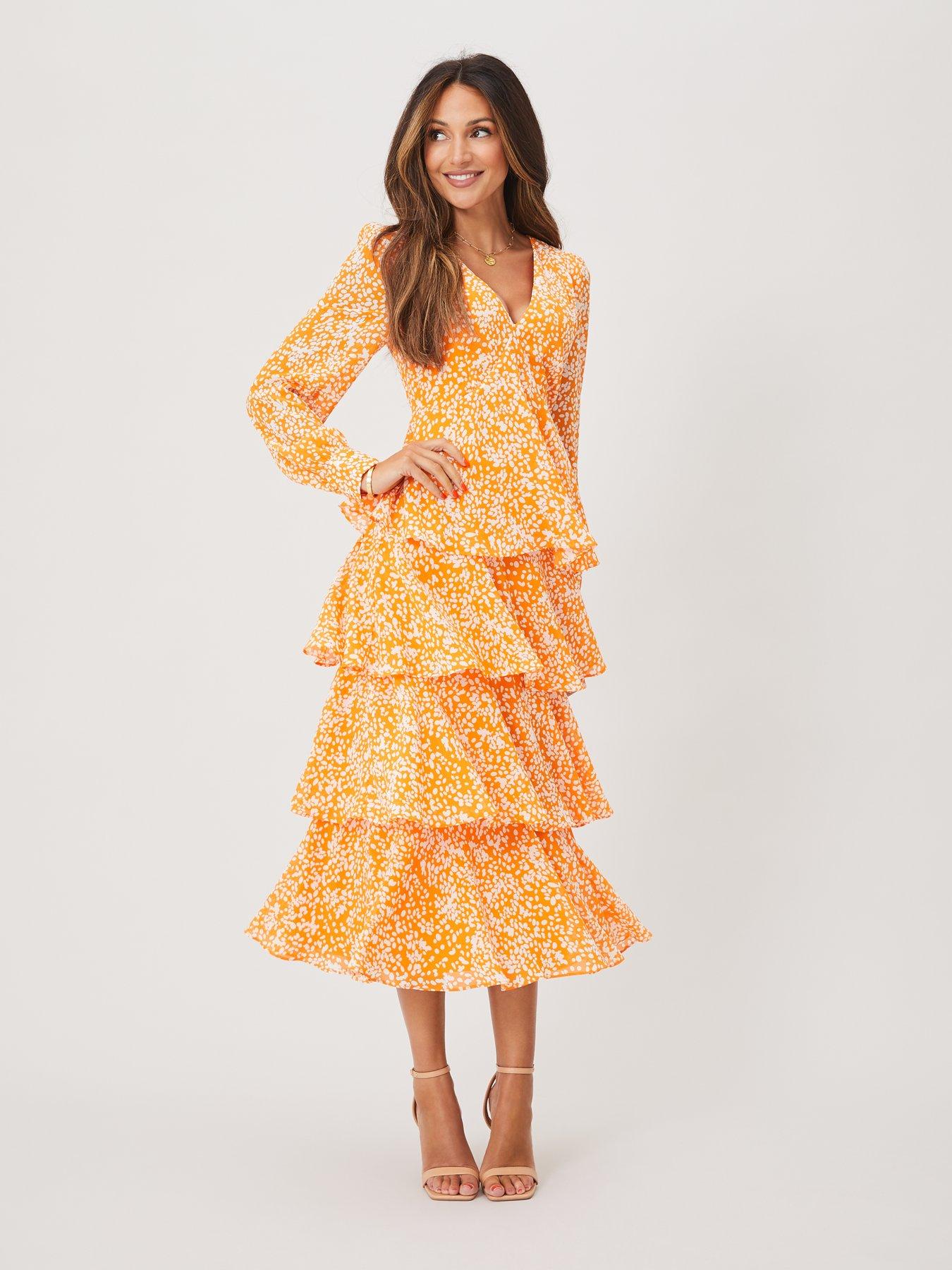 michelle keegan orange maxi dress