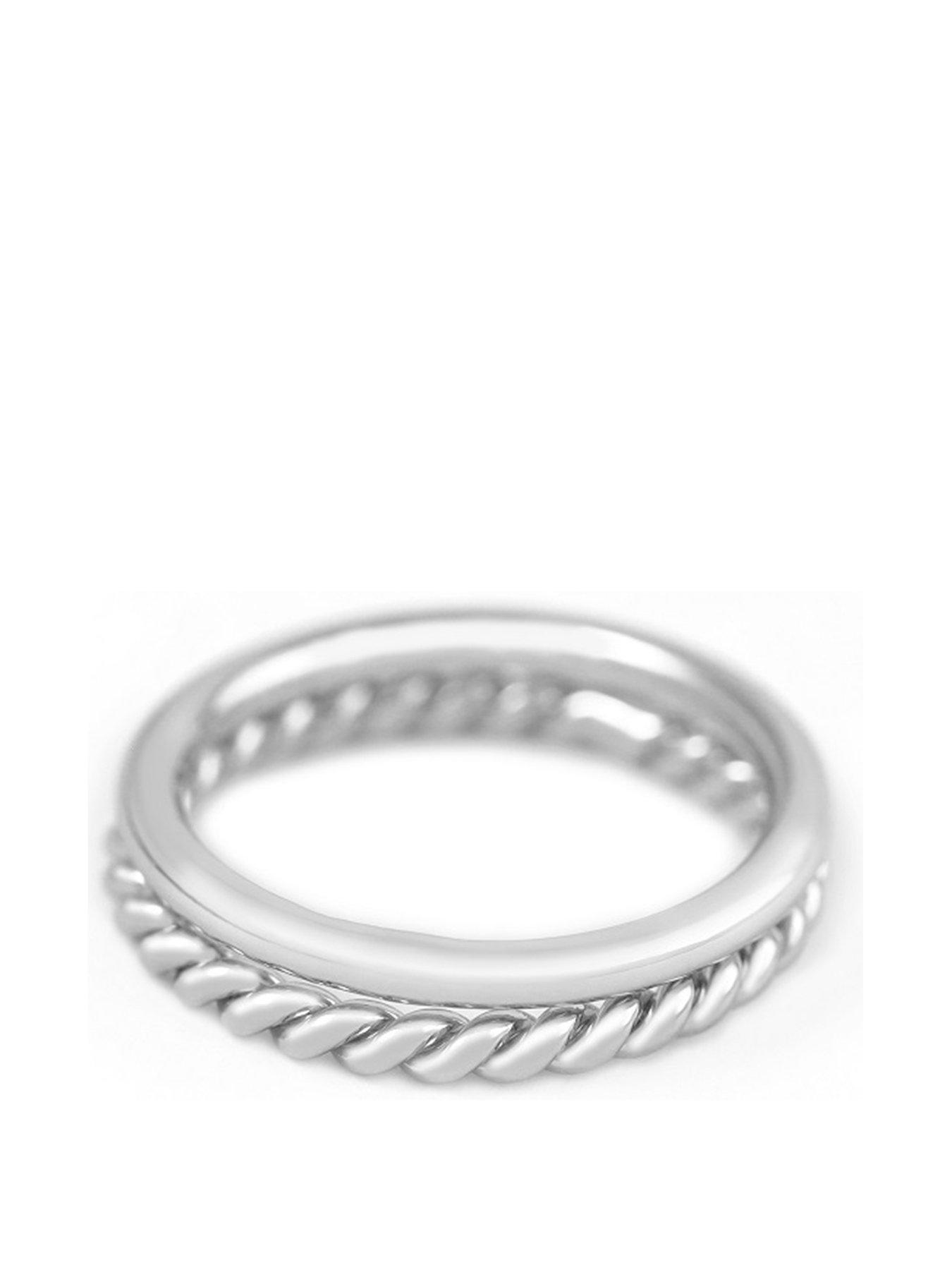 Product photograph of Buckley London Freya Braided Ring Duo Silver from very.co.uk