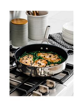 Product photograph of Ninja Foodi Zerostick Stainless Steel 26cm Saut Eacute Pan Non Stick - C60126uk from very.co.uk