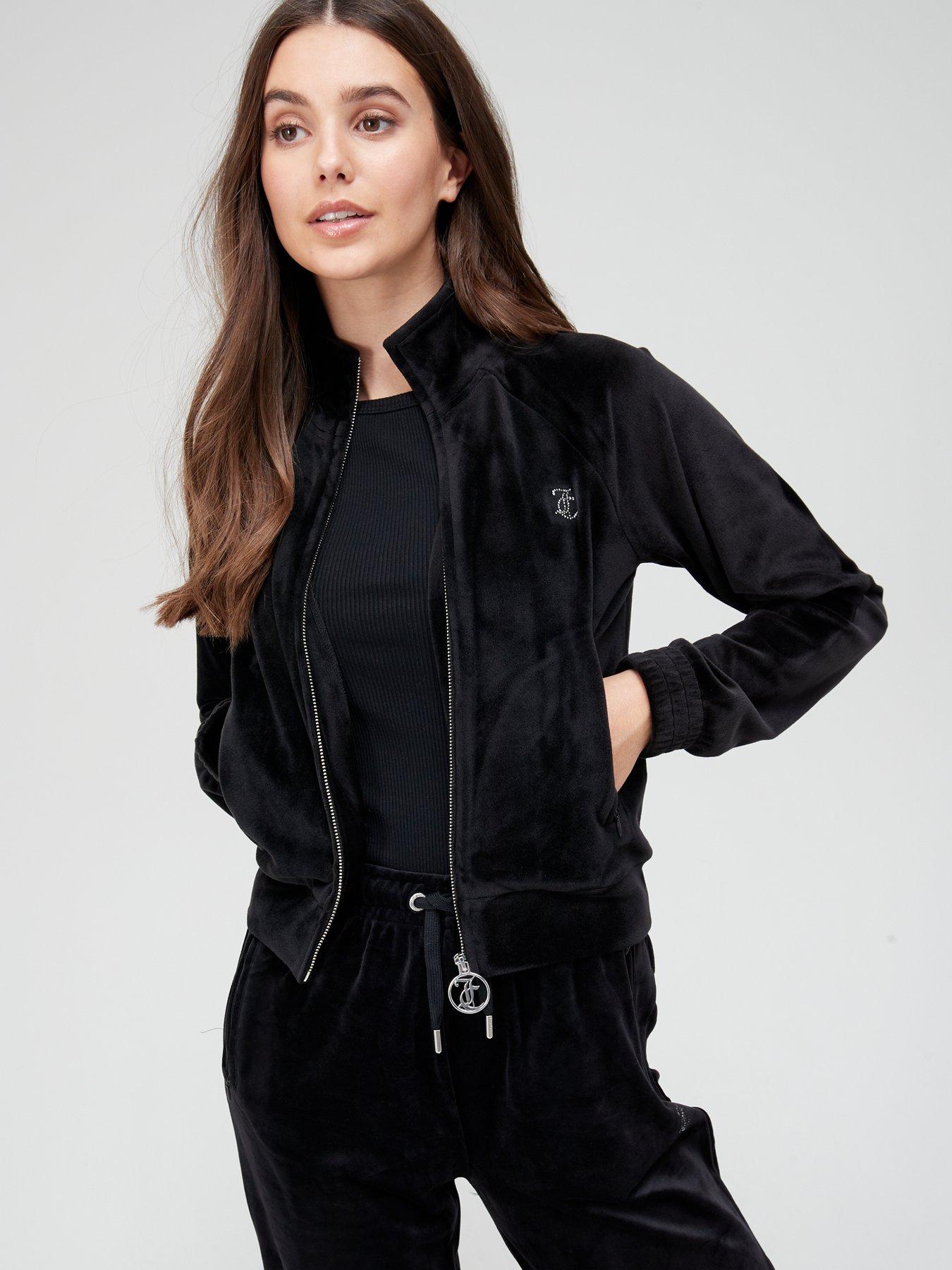 Juicy Couture Juicy Diamante Back Velour Track Top Black Very