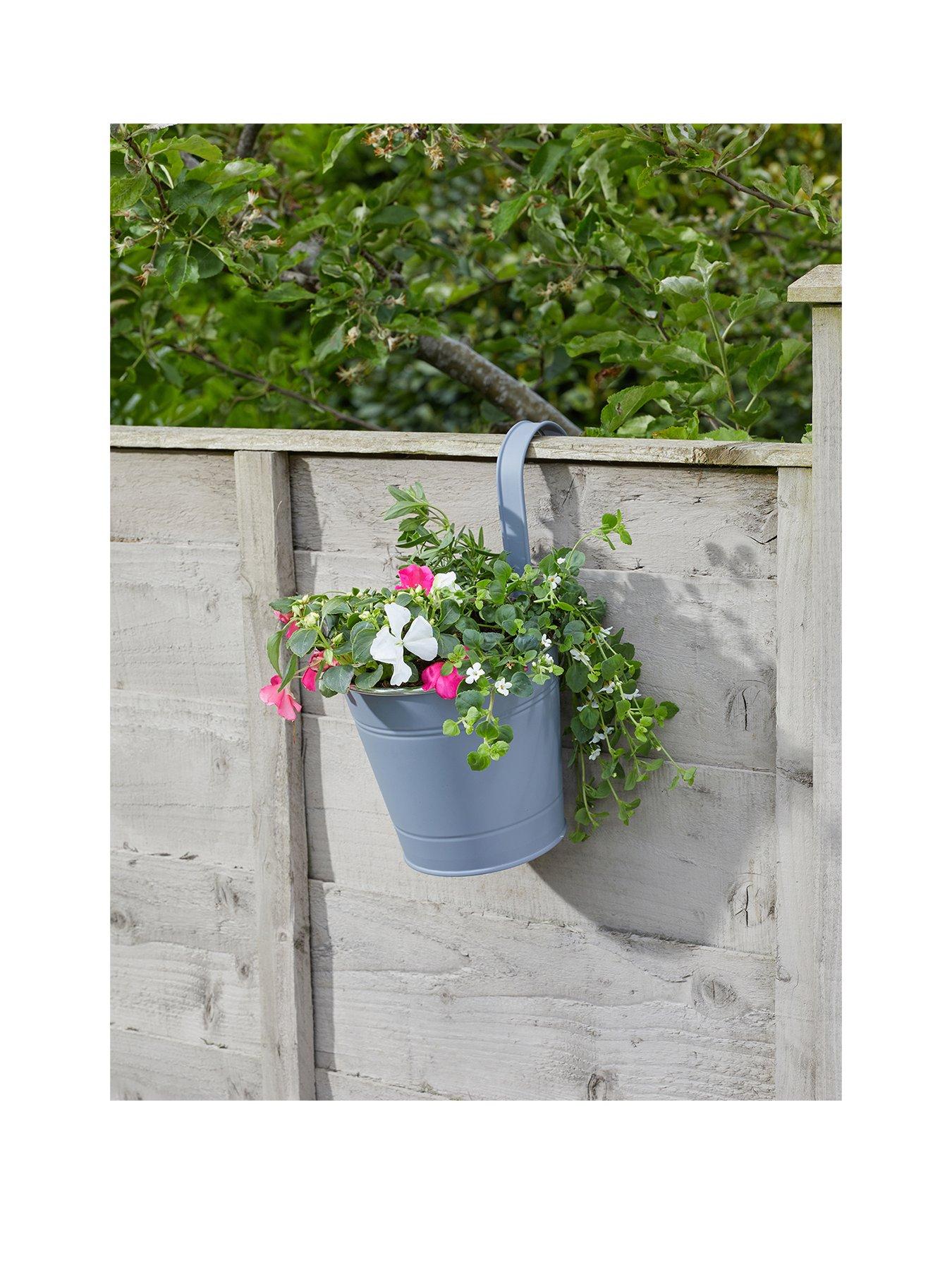 Product photograph of Smart Garden 6 Fence Amp Balcony Hanging Pot In Slate Grey Pack Of 3 from very.co.uk