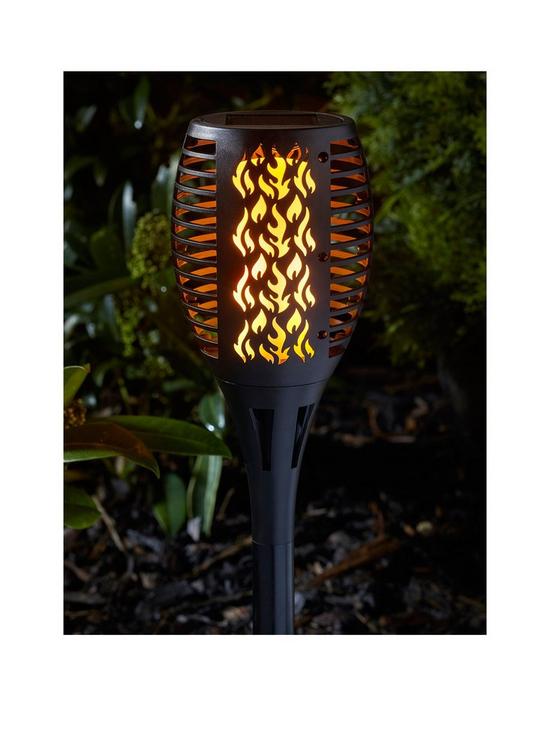 front image of smart-solar-compact-flaming-solar-torch-black-2-pack