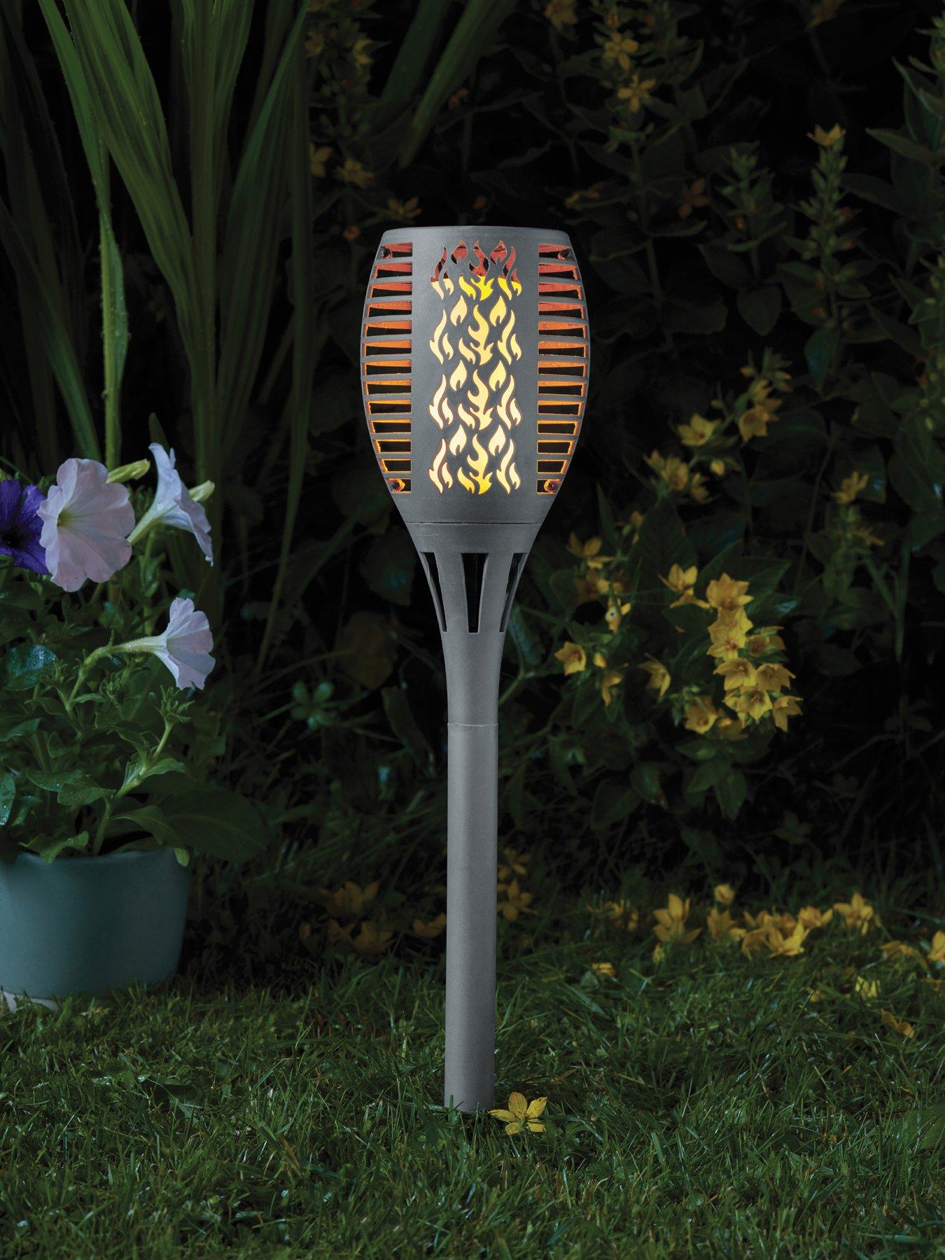 Image of Smart Solar Compact Flaming Solar Torch Slate - 2-Pack